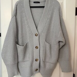 Deluc Light Gray Button-Up Cardigan